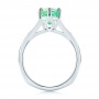 18k White Gold Custom Emerald And Diamond Engagement Ring - Front View -  103631 - Thumbnail