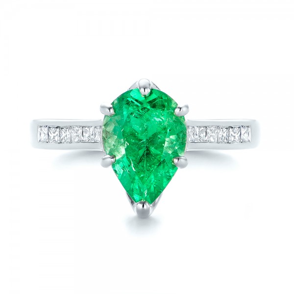  Platinum Platinum Custom Emerald And Diamond Engagement Ring - Top View -  103631