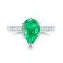 18k White Gold Custom Emerald And Diamond Engagement Ring - Top View -  103631 - Thumbnail