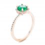 18k Rose Gold 18k Rose Gold Custom Emerald And Diamond Halo Engagement Ring - Three-Quarter View -  102483 - Thumbnail