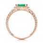 14k Rose Gold 14k Rose Gold Custom Emerald And Diamond Halo Engagement Ring - Front View -  101276 - Thumbnail