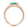 18k Rose Gold 18k Rose Gold Custom Emerald And Diamond Halo Engagement Ring - Front View -  101276 - Thumbnail