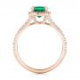 14k Rose Gold 14k Rose Gold Custom Emerald And Diamond Halo Engagement Ring - Front View -  103476 - Thumbnail