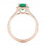 18k Rose Gold 18k Rose Gold Custom Emerald And Diamond Halo Engagement Ring - Front View -  103476 - Thumbnail