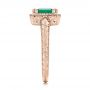 18k Rose Gold 18k Rose Gold Custom Emerald And Diamond Halo Engagement Ring - Side View -  101276 - Thumbnail
