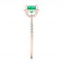 18k Rose Gold 18k Rose Gold Custom Emerald And Diamond Halo Engagement Ring - Side View -  102483 - Thumbnail