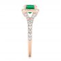 18k Rose Gold 18k Rose Gold Custom Emerald And Diamond Halo Engagement Ring - Side View -  103476 - Thumbnail
