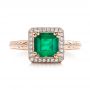 18k Rose Gold 18k Rose Gold Custom Emerald And Diamond Halo Engagement Ring - Top View -  101276 - Thumbnail