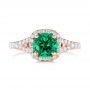 14k Rose Gold 14k Rose Gold Custom Emerald And Diamond Halo Engagement Ring - Top View -  103476 - Thumbnail