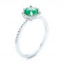 18k White Gold 18k White Gold Custom Emerald And Diamond Halo Engagement Ring - Three-Quarter View -  102483 - Thumbnail