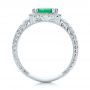  Platinum Custom Emerald And Diamond Halo Engagement Ring - Front View -  101276 - Thumbnail