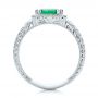 14k White Gold 14k White Gold Custom Emerald And Diamond Halo Engagement Ring - Front View -  101276 - Thumbnail