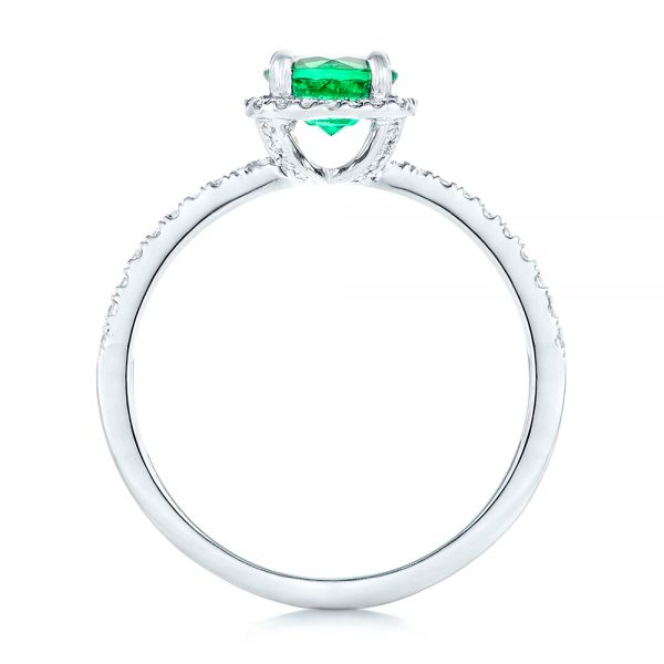  Platinum Platinum Custom Emerald And Diamond Halo Engagement Ring - Front View -  102483