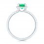 14k White Gold Custom Emerald And Diamond Halo Engagement Ring - Front View -  102483 - Thumbnail