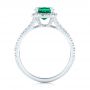14k White Gold 14k White Gold Custom Emerald And Diamond Halo Engagement Ring - Front View -  103476 - Thumbnail