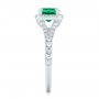 14k White Gold 14k White Gold Custom Emerald And Diamond Halo Engagement Ring - Side View -  103476 - Thumbnail