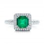  Platinum Custom Emerald And Diamond Halo Engagement Ring - Top View -  101276 - Thumbnail