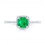  Platinum Platinum Custom Emerald And Diamond Halo Engagement Ring - Top View -  102483 - Thumbnail