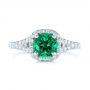  Platinum Custom Emerald And Diamond Halo Engagement Ring - Top View -  103476 - Thumbnail