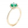 14k Yellow Gold 14k Yellow Gold Custom Emerald And Diamond Halo Engagement Ring - Three-Quarter View -  102483 - Thumbnail