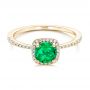 14k Yellow Gold 14k Yellow Gold Custom Emerald And Diamond Halo Engagement Ring - Flat View -  102483 - Thumbnail