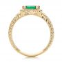 14k Yellow Gold 14k Yellow Gold Custom Emerald And Diamond Halo Engagement Ring - Front View -  101276 - Thumbnail