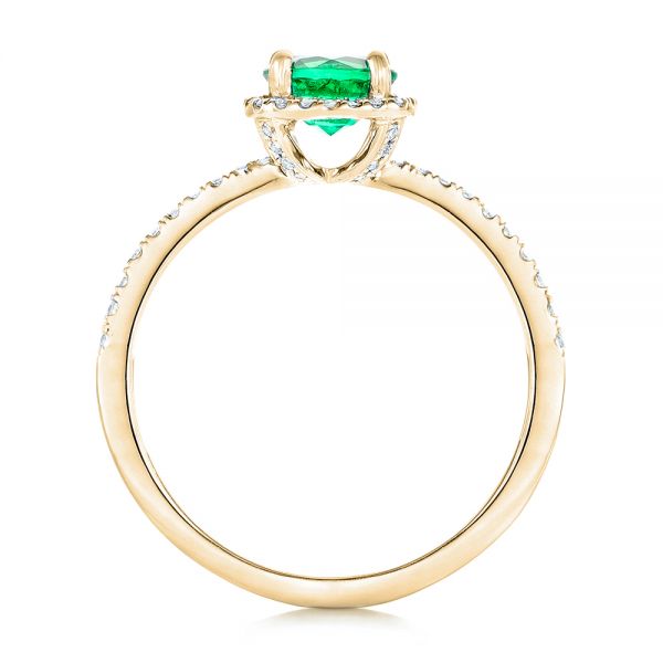 14k Yellow Gold 14k Yellow Gold Custom Emerald And Diamond Halo Engagement Ring - Front View - 102483