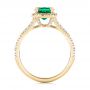 14k Yellow Gold 14k Yellow Gold Custom Emerald And Diamond Halo Engagement Ring - Front View -  103476 - Thumbnail