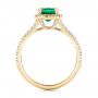 18k Yellow Gold 18k Yellow Gold Custom Emerald And Diamond Halo Engagement Ring - Front View -  103476 - Thumbnail