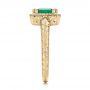14k Yellow Gold 14k Yellow Gold Custom Emerald And Diamond Halo Engagement Ring - Side View -  101276 - Thumbnail