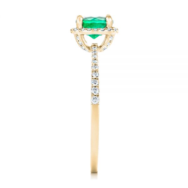 14k Yellow Gold 14k Yellow Gold Custom Emerald And Diamond Halo Engagement Ring - Side View - 102483