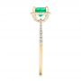 18k Yellow Gold 18k Yellow Gold Custom Emerald And Diamond Halo Engagement Ring - Side View -  102483 - Thumbnail