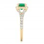 14k Yellow Gold 14k Yellow Gold Custom Emerald And Diamond Halo Engagement Ring - Side View -  103476 - Thumbnail