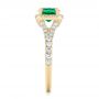 18k Yellow Gold 18k Yellow Gold Custom Emerald And Diamond Halo Engagement Ring - Side View -  103476 - Thumbnail