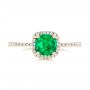 14k Yellow Gold 14k Yellow Gold Custom Emerald And Diamond Halo Engagement Ring - Top View -  102483 - Thumbnail