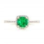 18k Yellow Gold 18k Yellow Gold Custom Emerald And Diamond Halo Engagement Ring - Top View -  102483 - Thumbnail