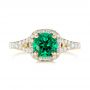 14k Yellow Gold 14k Yellow Gold Custom Emerald And Diamond Halo Engagement Ring - Top View -  103476 - Thumbnail