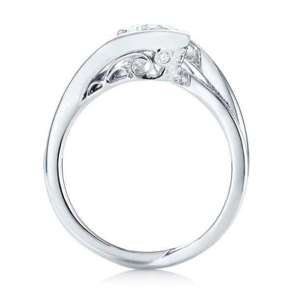  Platinum Custom Engagement Ring And Diamond Jacket Wedding Band - Front View -  103203 - Thumbnail