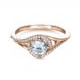 18k Rose Gold 18k Rose Gold Custom Engagement Ring With Wrapped Halo - Flat View -  1397 - Thumbnail