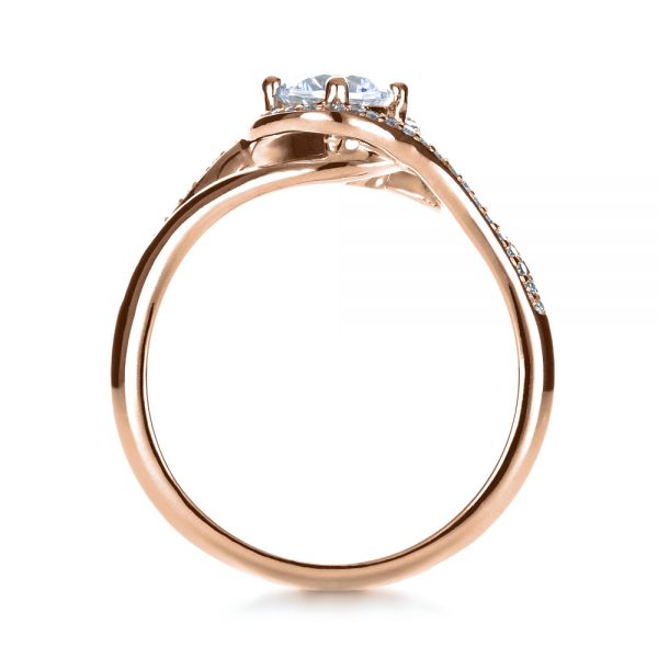 18k Rose Gold 18k Rose Gold Custom Engagement Ring With Wrapped Halo - Front View -  1397