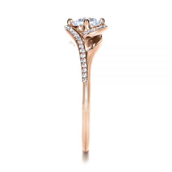 18k Rose Gold 18k Rose Gold Custom Engagement Ring With Wrapped Halo - Side View -  1397