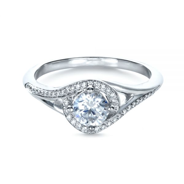  Platinum Platinum Custom Engagement Ring With Wrapped Halo - Flat View -  1397