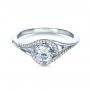 18k White Gold Custom Engagement Ring With Wrapped Halo - Flat View -  1397 - Thumbnail