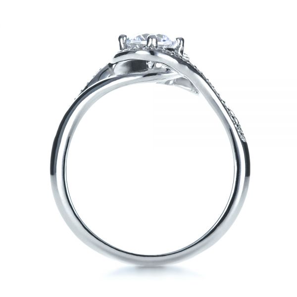18k White Gold Custom Engagement Ring With Wrapped Halo - Front View - 1397