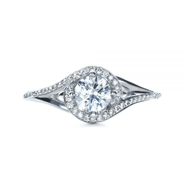  Platinum Platinum Custom Engagement Ring With Wrapped Halo - Top View -  1397