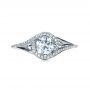 18k White Gold Custom Engagement Ring With Wrapped Halo - Top View -  1397 - Thumbnail