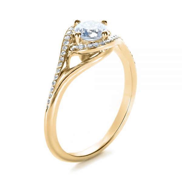 14k Yellow Gold 14k Yellow Gold Custom Engagement Ring With Wrapped Halo - Three-Quarter View -  1397