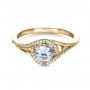 14k Yellow Gold 14k Yellow Gold Custom Engagement Ring With Wrapped Halo - Flat View -  1397 - Thumbnail