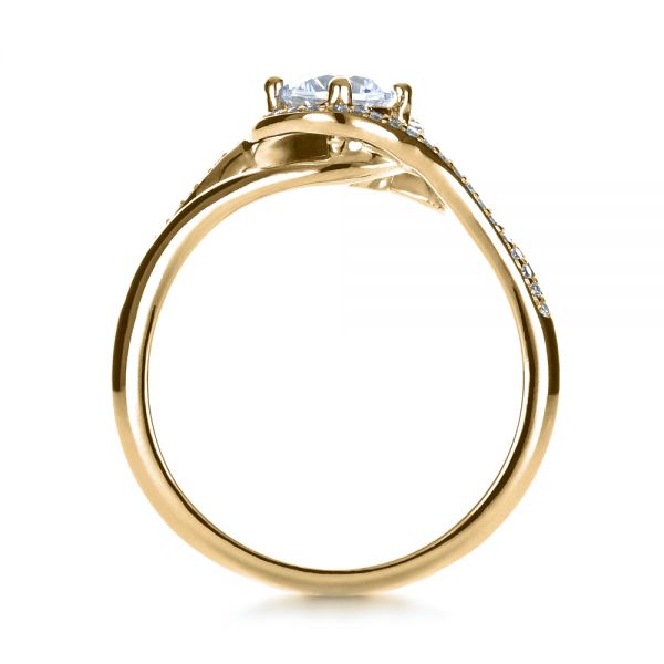 18k Yellow Gold 18k Yellow Gold Custom Engagement Ring With Wrapped Halo - Front View -  1397