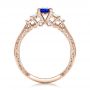 14k Rose Gold 14k Rose Gold Custom Engraved Blue Sapphire And Diamond Engagement Ring - Front View -  101957 - Thumbnail